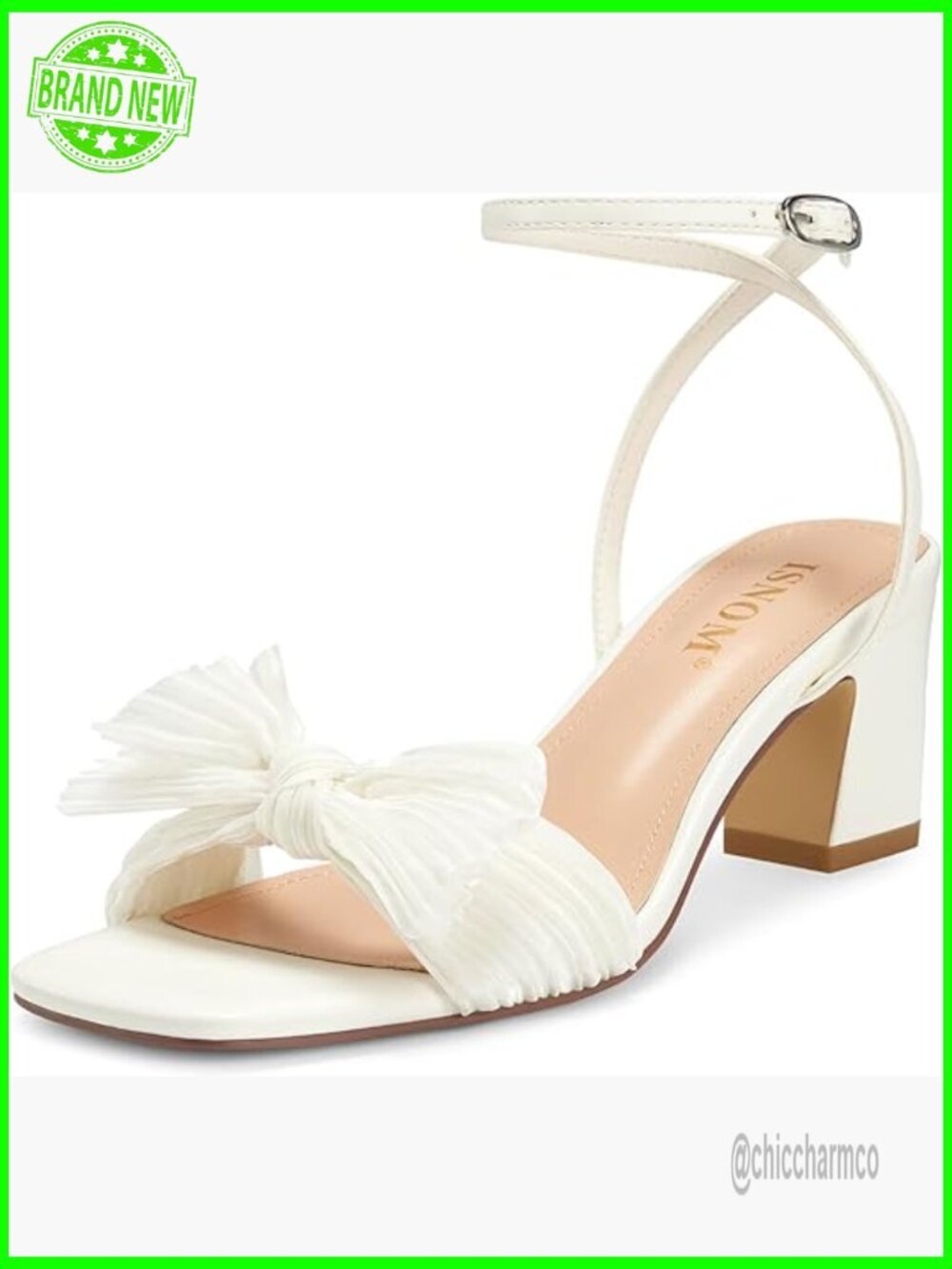 Bow Knot Block Heeled Sandals Ankle Strap Open Toe Chunky Heels Bride Party